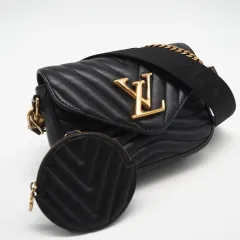 ★3日以内返品可★  LOUIS VUITTON ルイ・ヴィトン ニューウェーブ ミュルティ ポシェット M56461 2wayショルダーバッグ ブラック カーフレザー レディース