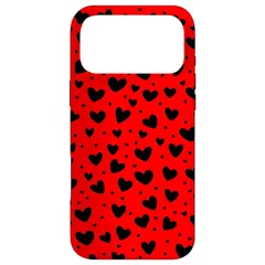 【新品】 赤い背景に黒いハートがとてもかわいい スマホケース iPhone 17 Pro Max 用 0