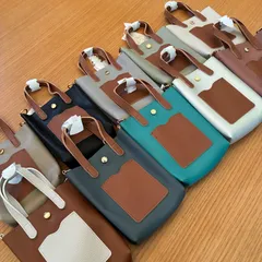 D.KELLY レザーポーチ ショルダー ピンク×ブラウン バイカラー