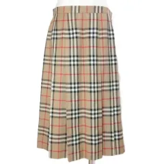 バーバリーズ Burberrys ヴィンテージ ウール ノバチェック プリーツスカート ミディ丈 11 L相当 ベージュ系 IBO92 /X