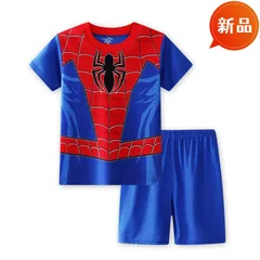 新品 スパイダーマン 半袖パジャマ 上下セット 100〜130cm 男の子 綿 寝巻き 夏用 子供 ルームウェア キャラクター