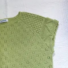 サイズ40　Jocomomola　ホコモモラ　サマーニット　グリーン　透かし編み　春夏　イトキン