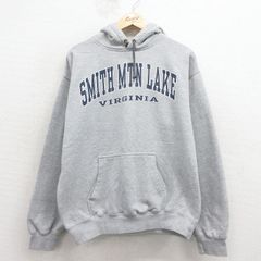 パーカー M グレー プリント スウェット地 フーディ 古着 7AS18 - メルカリ