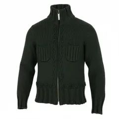 8d16 Roberto cavalli ロベルトカヴァリ ニットジャケット ハイネックニットジャケット アウター ダブルジップ 50サイズ カーキ ウール100％ メンズ 男性用u02t