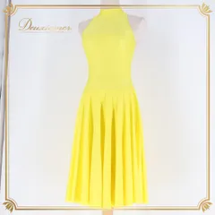 社交ダンス 衣装 Chacott チャコット ワンピース ドレス ラテン イエロー系 黄色 無地 ストレッチ ダンス パーティ 発表会 伸縮 バレエ ジャズダンス レッスン 練習 レディース ノースリーブ ダンス衣装 演技用 舞台用 ステージ衣装