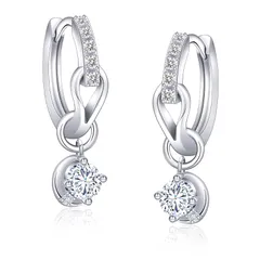 【新品】 YUIITU ピアス レディース 人気 上質ジルコニア フープ ピアス 揺れる 2Way 金属アレルギー対応 18金 プラチナメッキ シルバー おしゃれ 三日月 ピアス 大人 アクセサリー プレゼント 誕生日 結婚記念日