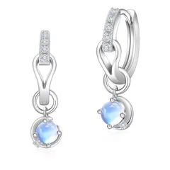 【新品】 YUIITU ピアス レディース 人気 上質ジルコニア 6月 誕生石 フープ ピアス 揺れる 2Way 金属アレルギー対応 18金 プラチナメッキ シルバー925 ピアス おしゃれ 三日月 大人 アクセサリー プレゼント 誕生日 結婚記念日 (6月ム