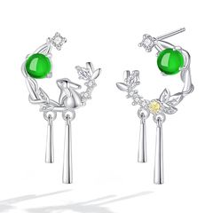 天然本翡翠 ロウカン質 ✖️クリスタル種S925双色翡翠ネックレストップ