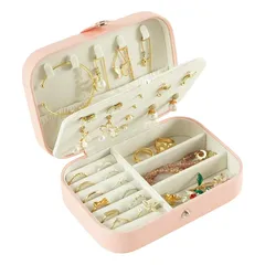 【新品】 MrMrKura ジュエリーボックス 収納 黒 大容量 ジュエリーケース 革 持ち運び ピアスケース ジュエリー収納 可愛い 防水 旅行用 携帯用 レディース ピアス ネックレス 指輪 プレゼント (ピンク)