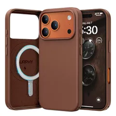 【新品】 SURPHY iPhone 17 Pro Max 用ケース レザー MagSafe対応，6.9インチ対応(2025) スマホケース iphone 17 Pro Max PUレザー マグネット搭載 内側はマイクロファイバーが付く (ブラウン) 0