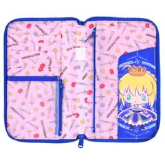 Fate/GrandOrder 페이트 그랜드 오더 알트리아 펜 드래곤 멀티 케이스 롱 타입 카드 케이스 캐릭터 수납 모자 수첩 충실 케이스 파우치 블루 FGO TYPE-MOON 지갑 세이버 서번트