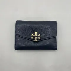 美品　現行モデル　TORY BURCH トリーバーチ　二つ折り財布　ロゴ　ゴールド　シルバー金具　レザー　黒　ブラック