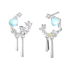 【新品】 「シルバーサンダー」ピアス レディース 人气 月 うさぎ 3月 誕生石 アクアマリン お守り 金属アレルギー対応 シルバー 925 揺れる ピアス かわいい 入学式 誕生日 ホワイトデー プレゼント 女性 人气