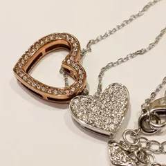 ☆【美品】スワロフスキー ダブルハート ネックレス リバーシブル 2way シルバー ゴールド