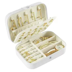 【新品】 MrMrKura ジュエリーボックス 収納 黒 大容量 ジュエリーケース 革 持ち運び ピアスケース ジュエリー収納 可愛い 防水 旅行用 携帯用 レディース ピアス ネックレス 指輪 プレゼント (ホワイト)