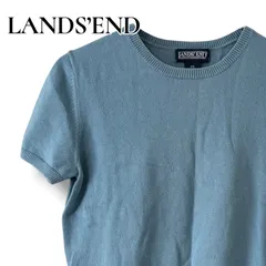 LANDS' END ランズエンド 半袖 ニット XS レディース ブルーグレー 綿100% コットン クルーネック サマーニット 日本ランズエンド 正規品 PETITE 小さいサイズ S相当 無地 シンプル 定番 0001404OCのサムネイル