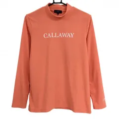 【超美品】キャロウェイ 長袖ハイネックシャツ サーモンオレンジ 表微起毛 ロゴ白 レディース LL ゴルフウェア 2024年モデル Callaway