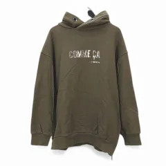 コムサ COMME CA パーカー フーディー トレーナー フード付き 11 茶系 ブラウン サイドファスナー ロゴ