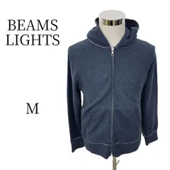 BEAMS LIGHTS ビームスライツ フルジップ パーカー M 紺 ネイビー メンズ 綿100% 厚手 裏パイル デオドラント ワンポイント ステッチ シンプル カジュアル 羽織り 春 秋 冬 トップスのサムネイル