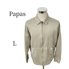 パパス Papas ブルゾン スイングトップ ジャケット アウター ジップアップ ロゴ メンズ L ベージュ ワーク カジュアル ジャンパー ビンテージ ヴィンテージ 訳あり 汚れあり 古着 中古のサムネイル