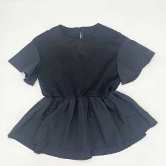 WHITE JOOLA　ホワイトジョーラ　バックパールボタンペプラム半袖ブラウス　ブラック　Sサイズ　□〇のサムネイル