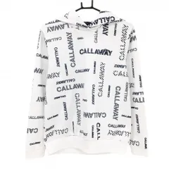 【超美品】キャロウェイ パーカー 白×ネイビー ロゴ総柄 トレーナー レディース LL ゴルフウェア Callaway