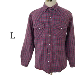 FORCE1 キルティングライナー チェック ネルシャツ L 赤 紺 ウエスタンシャツ 裏地付 ヘビーネル 厚手 長袖シャツ ワークウェア 中綿 ジャケット ブルゾン アウター ビンテージ風 古着 メンズ レディース ユニセックス カジュアル 暖か 防寒