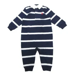 ラルフローレン RALPH LAUREN タグ付き カバーオール ロンパース ボーダー柄 ベビー 9M 75cm 紺  ネイビー 白 ホワイト のサムネイル