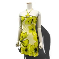 48d16 《美品》 VERSACE ヴェルサーチ フラワープリント チューブトップ Flour Print Tubetop サイズ40 イエロー ワンピース ドレス イタリア製t18rのサムネイル