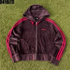 アディダス ツアーベルベット 3本線 WHO ジップアップフーディー ブラウン 95