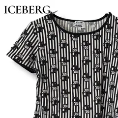 ICEBERG アイスバーグ ブラック レディース トップス 半袖 Tシャツ カットソー 総柄 ヴィンテージ【Sサイズ】0001413OCのサムネイル