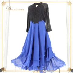 社交ダンス 衣装 ドレス ワンピース スタンダード ブラック系 ブルー系 青 黒 バイカラー 長袖 花柄 レース スタンダードドレス 準正装 ダンスパーティー パーティドレス ステージ衣装 発表会 上品 華やか エレガント レディース オールシーズン