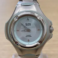 [Y0434]【不動/現状品】カシオ　CASIO　Baby-G　G-MS　MSG-601　アナログ　腕時計　3針　クォーツ　アイスブルー×シルバー