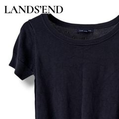 LANDS' END Silk Cotton Knit Top, Size M, Women's, Navy, 80% Silk, 20% Cotton, Openwork Knit, Short Sleeve, Summer Knit, Authentic LANDS' END Japan Product, Item No. 165860, Luxurious feel, Made from high-quality materials, Navy blue, Women's clothing, 0001417OC