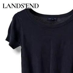 LANDS' END ランズエンド シルクコットン ニット M レディース ネイビー 絹80% 綿20% 透かし編み 半袖 サマーニット 日本ランズエンド 正規品 165860 極上の肌触り 贅沢素材 紺色 婦人服 0001417OCのサムネイル