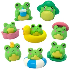 【新品】 WATASHINO 動物フィギュア カエルミニチュア 置き物 幸運 風水 鉢飾り かえる 蛙 8個 0のサムネイル