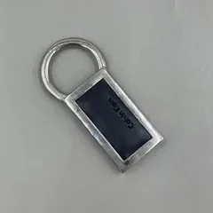 未使用級　訳あり　Calvin Klein カルバンクライン　キーホルダー　キーリング　バッグチャーム　シルバー　レザー　黒　ブラックのサムネイル