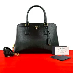 ほぼ未使用 PRADA プラダ 三角ロゴ 金具 サフィアーノヴェルニーチェ レザー エナメル 2way ハンドバッグ ショルダーバッグ ブラック 34372