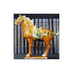 極美品】大型33cm 唐三彩風 馬 置物 縁起物 飾馬 完品 開運 玄関飾り