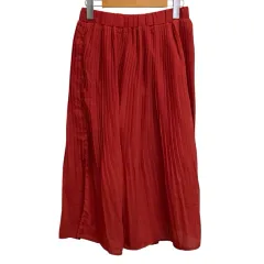 ショコラフィネローブ chocol raffine robe ロングスカート 腰ゴム 無地 F 赤 レッド