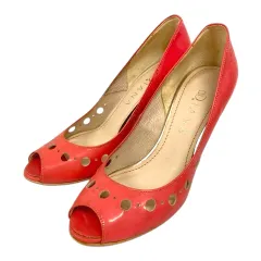 ダイアナ DIANA パンプス カットワーク オープントゥ ハイヒール エナメル 23 1/2 ピンク
