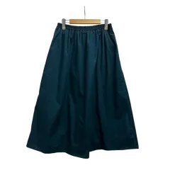 アースミュージック&エコロジー EARTH MUSIC & ECOLOGY フレアスカート ミディ丈 無地 ウエストゴム コットン混 1B93L0L1030 F ダークグリーン