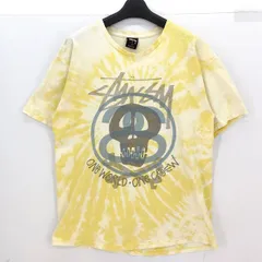 05w19064 ステューシー STUSSY  スカル グラフィック タイダイ染めTシャツ  イエロー L  メキシコ製 メンズ  半袖Ｔシャツ  コットン  【中古品】