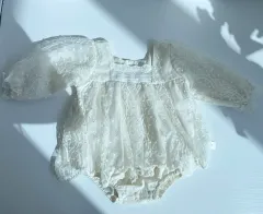 レース 赤ちゃん ロンパース アイボリー 66号 (12ヶ月 以下)