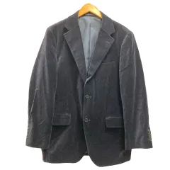 ユニクロ UNIQLO ジャケット シングル テーラード 上着 ベロア調 長袖 無地 L 紺 ネイビー