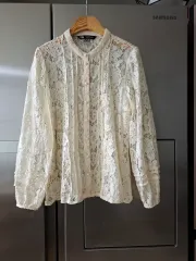 ZARA アイボリー レース ブラウス