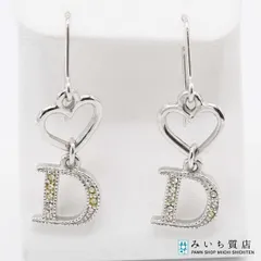 Christian Dior ディオール フック ピアス ハート ラインストーン シルバーカラー レディース H22795