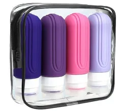 シリコン トラベルボトル セット 詰め替えボトル 旅行・出張用  (90ml 4本セット） 【バーティカル】カラーB