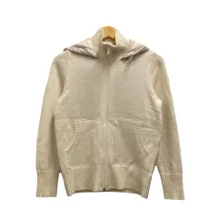 メルヴェイユヴァント Merveilleux Vente ダウンジャケット 長袖 フード 無地 ウール混 M アイボリー レディース