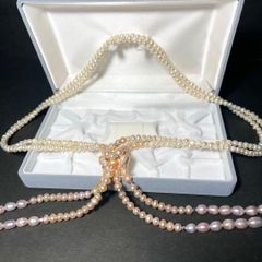 美品✨本真珠 ツツミ ネックレス 2連 5.5mm ピンク✖️ホワイト - メルカリ